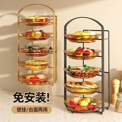 ✅台所の野菜皿棚と野菜収納棚の多機能多層食器の壁掛けテーブルの野菜棚用