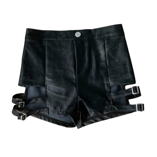 838# New sexy summer women's imitation leather black shorts hot pants European and American ultra short nightclub women's casual pants