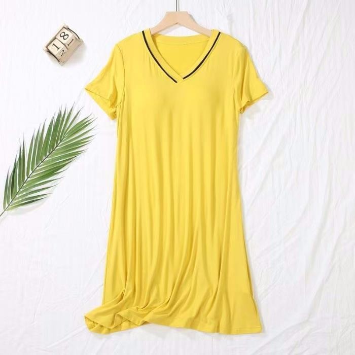 Vestido amarillo de manga corta Jiao con almohadilla de pecho
