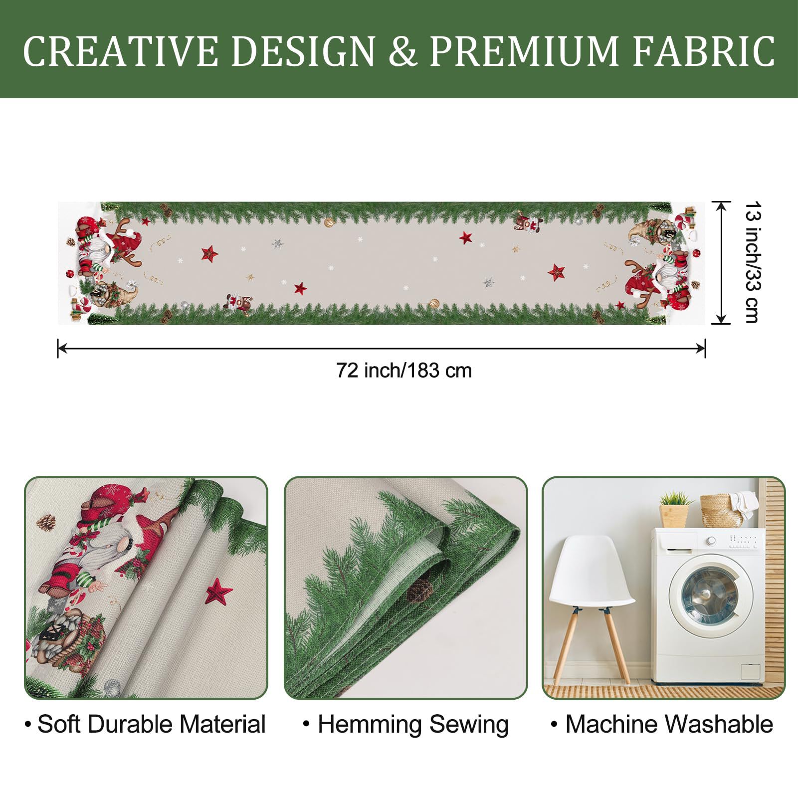 13__W x 72__L Christmas Gnomes
