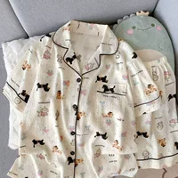 Женские пижамы Yunmian с коротким рукавом, лето 2025, тонкие, свободные, милые, домашняя одежда для девушек