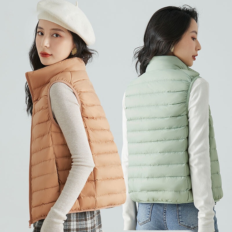 Lightweight down Vest for Women, Short Style with Stand Collar, New Autumn/Winter 2026 Model, Portable Outerwear, 90% White Duck down Vest