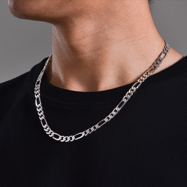 Men's Figaro Chain Necklace In 925 Sterling Silver For Men_voghion.com
