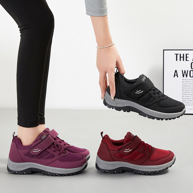 El Jin Seyuan| Zapatos para mujeres primavera velcro zapatos para personas mayores pareja al aire libre zapatos de montaña