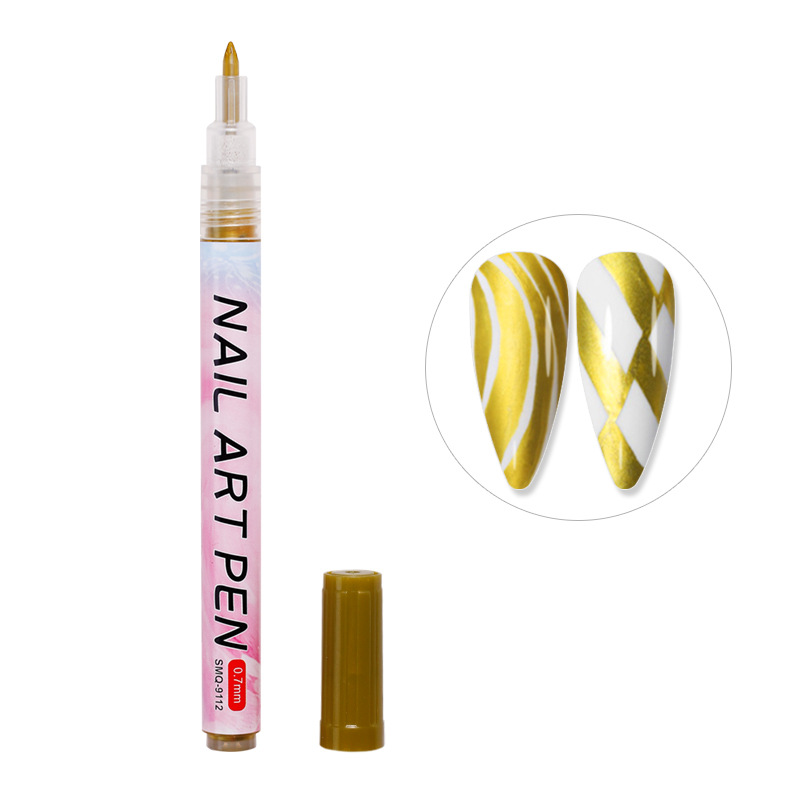 Nueva pintura de uñas graffiti pluma marca pluma color pintado a mano punto flor gancho línea DIY uñas de secado rápido multi-color acuarela