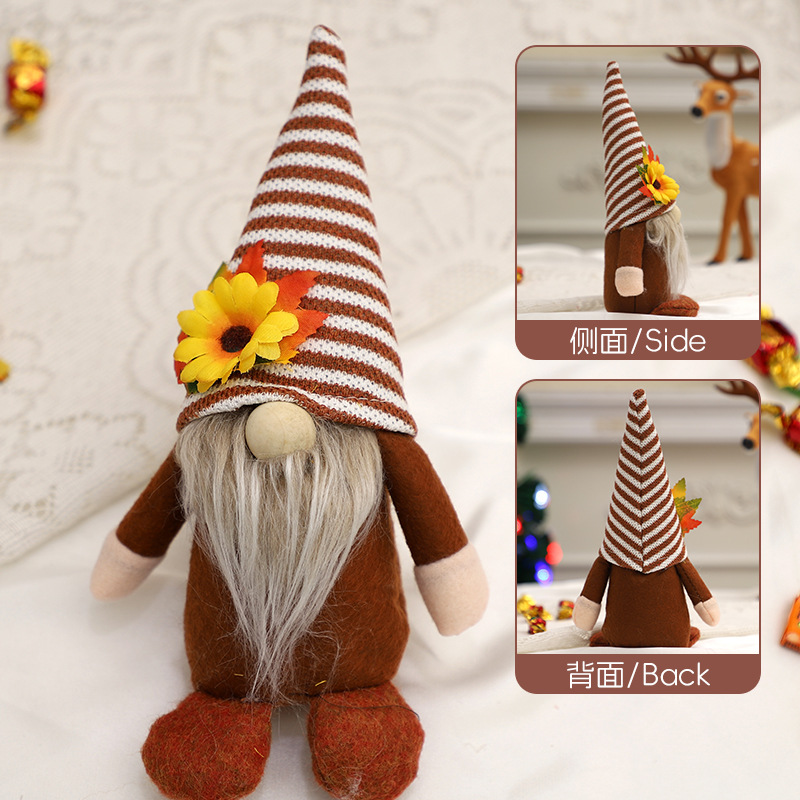 Cross-border spot Thanksgiving doll gift desktop ornaments high-end sunflower maple leaf decoration Rudolph doll
