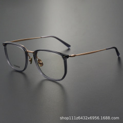 BT6000超軽量純チタン眼鏡フレーム男性近視眼鏡角形フレーム女性ファッション復古潮流王俊凱同金