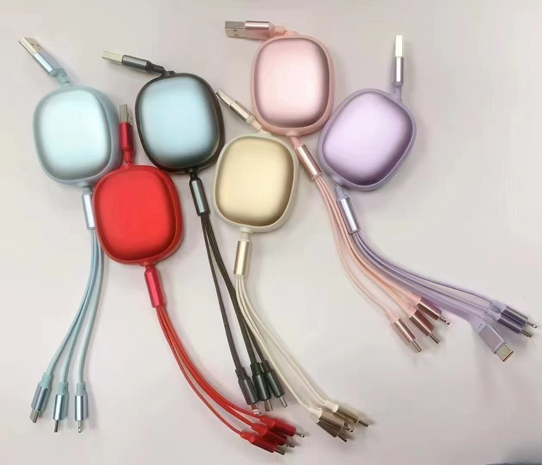 Yan 100W super fast charging 3-in-1 data cable suitable for Apple Huawei Type-C Xiaomi retractable data cable