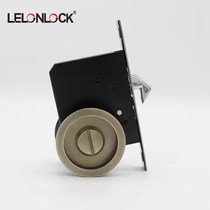 Cerradura de puerta corredera redonda personalizada aleación de zinc puerta corredera de baño cerradura de gancho invisible puerta corredera de madera translacional interior universal cerradura de puerta corredera