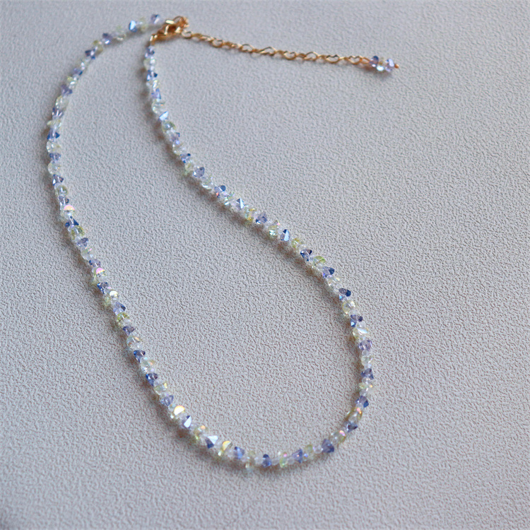 Imported Austrian Crystal Purple And Yellow Color-blocked Sparkling Diamond Necklace, Popular On Xiaohongshu_voghion.com
