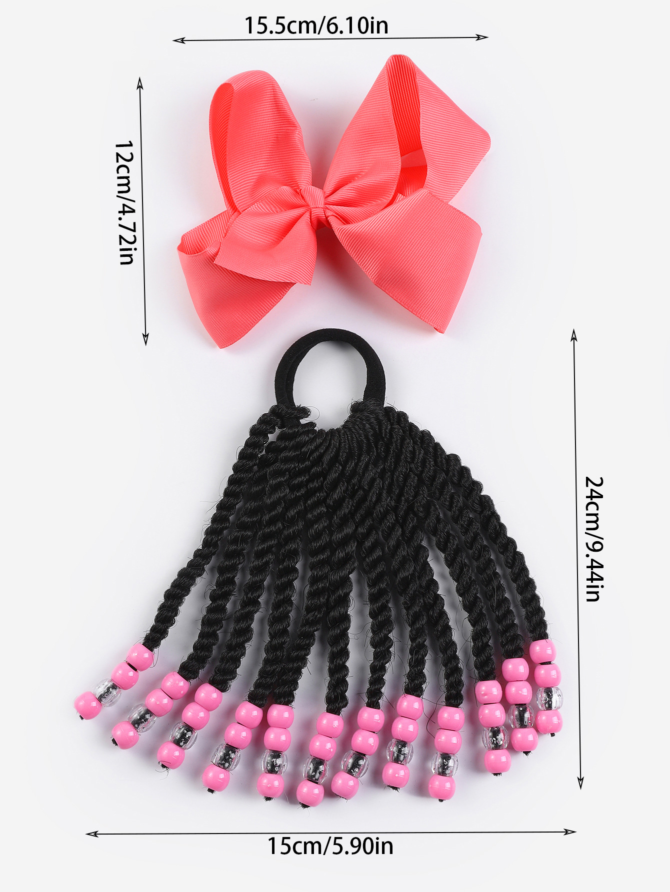 Punto trenza sucia con cuentas lazo para niños peluca de cola de caballo beaded ponytail para niños