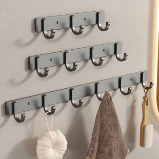 No-Drill Hook for Hanging Clothes, Space Aluminum Kitchen Bathroom Clothes Toilet Bathroom Door Wall Towel Adhesive Hook