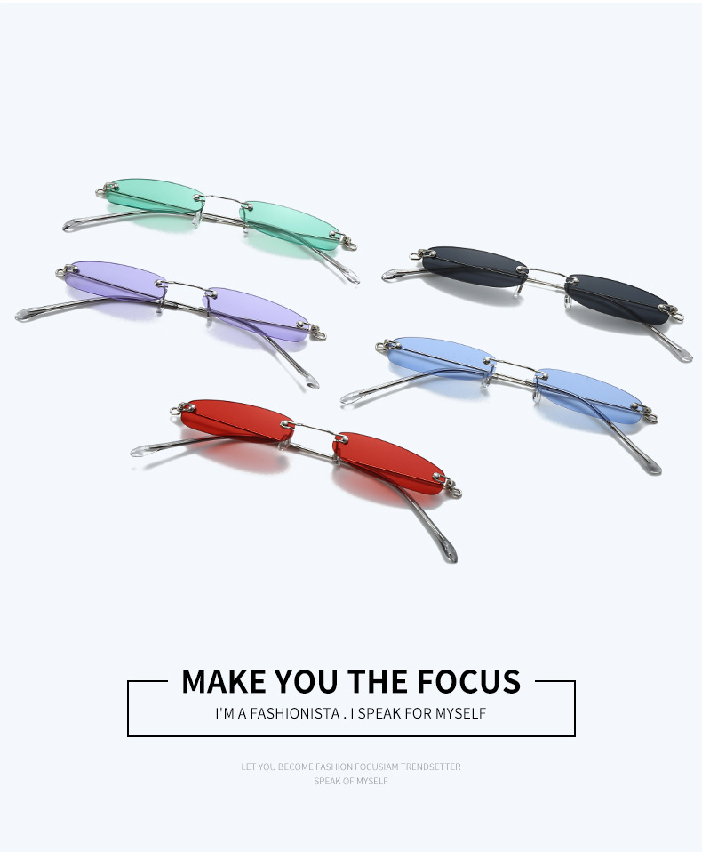 Cross Border New European And American Personality Small Frame Sunglasses Fashionable Frameless Trend Sunglasses Ultra Light Versatile Mini Glasses_voghion.com