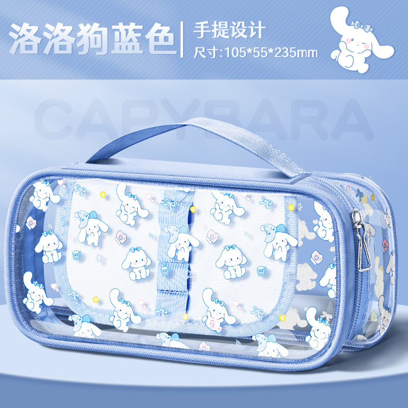 Nueva bolsa de lápices de gato de manzana de perro garabateado, linda impresión de mascotas, forro grueso de gran capacidad, papelería de fiesta de estudiantes al por mayor