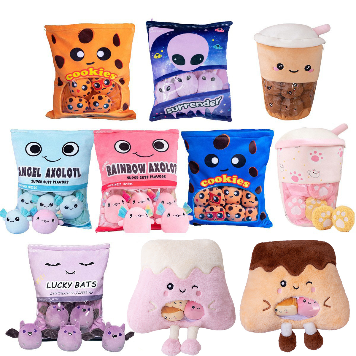 Factory Direct Sales One Bag of Pudding Biscuit Ramen Pillow Alien Mushroom Coffee Plush Toy Cross-Border Amazon