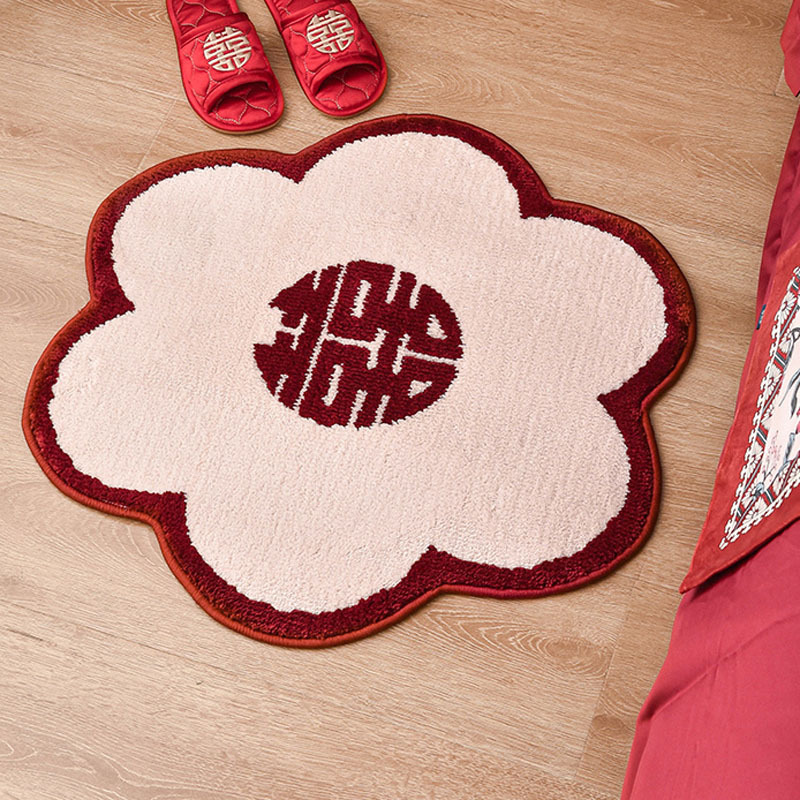 결혼식장 레드 웨딩 플로어 매트 새로운 중국 스타일 장식 해바라기 침대 옆 담요 웨딩 거실 축제 해피 워드 매트