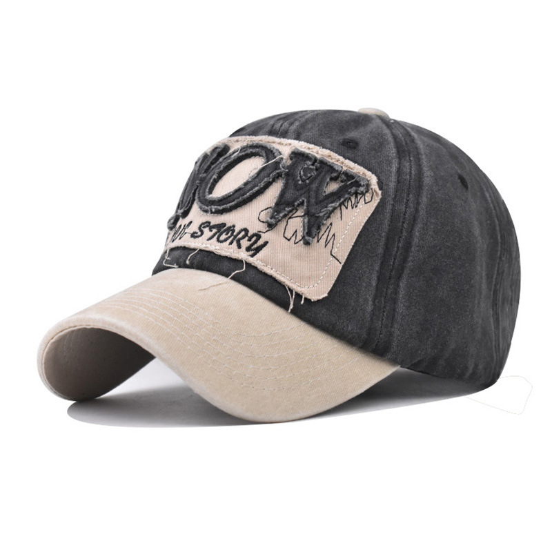 Transfronterizo puro algodón lavado angustiado NOWE carta gorra de béisbol para hombres y mujeres al aire libre Four Seasons enarboló la gorra