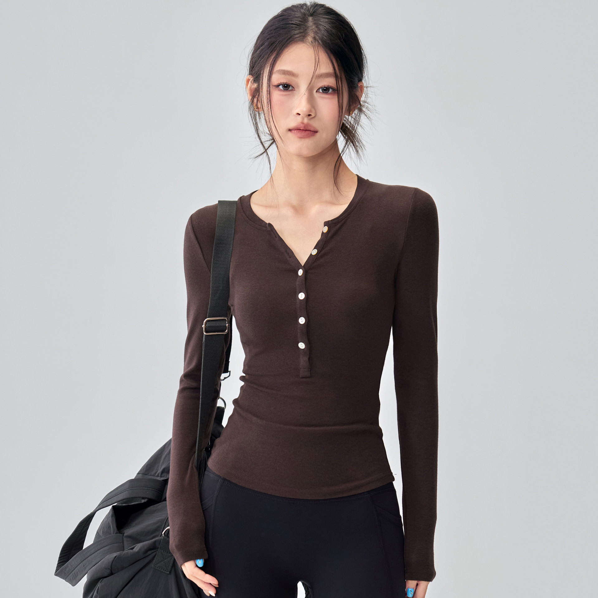 Autumn and Winter New Yoga Clothing Tops Women's Long-Sleeved Sports Pilates Training Clothing Henry Slimming Look Running Fitness T-Shirt