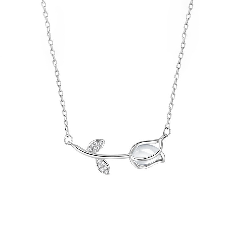 Collar de plata 925 con diseño de tulipán