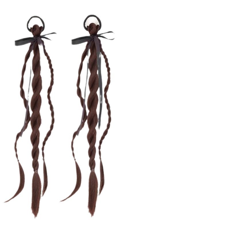 Peruca de trenza de cola de caballo mujer simulación de cabello con clip de agarre doble ornamento de cabello de cola de caballo red red trenza de cabello de trenza de torsión peruca de trenza de cabello