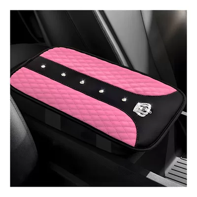 Box Mat Crown Leather Nail: Armrest box pad - pink