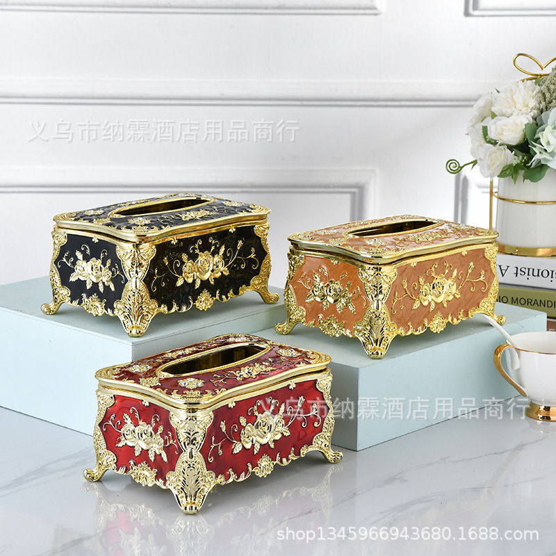 Caja de pañuelos de estilo europeo sala de estar tejido creativo nórdico ins caja de pañuelos de hogar KTV mesa de café simple comida Linda