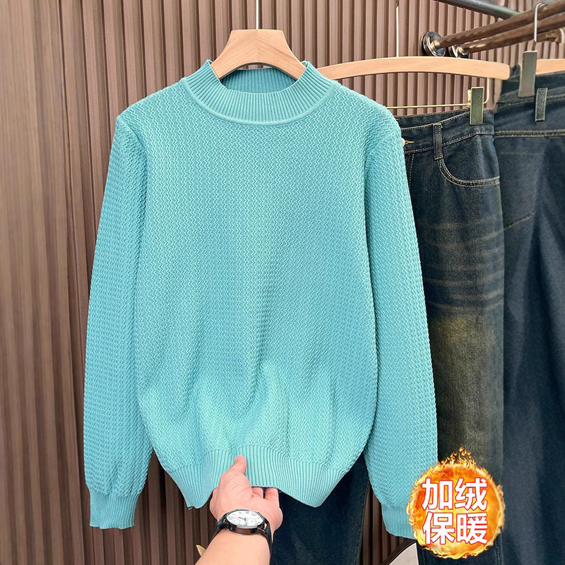 Demi-season solid color warm base Japanese knitted sweater for…