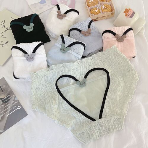 Exciting limited edition~Girl Japanese style pure lust style lace panties, feminine pure cotton crotch mid-waist women's briefs