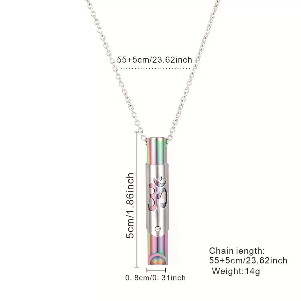 瑜伽符号冥想项链呼吸减压圆管口哨正念缓解焦虑不锈钢饰品吊坠