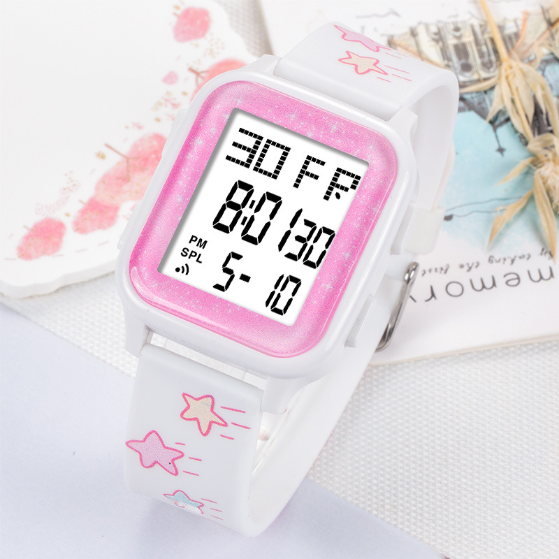 Reloj electrónico cuadrado de alarma luminosa multifunción Popular en línea popular estudiante de dibujos animados lindo reloj electrónico de sincronización