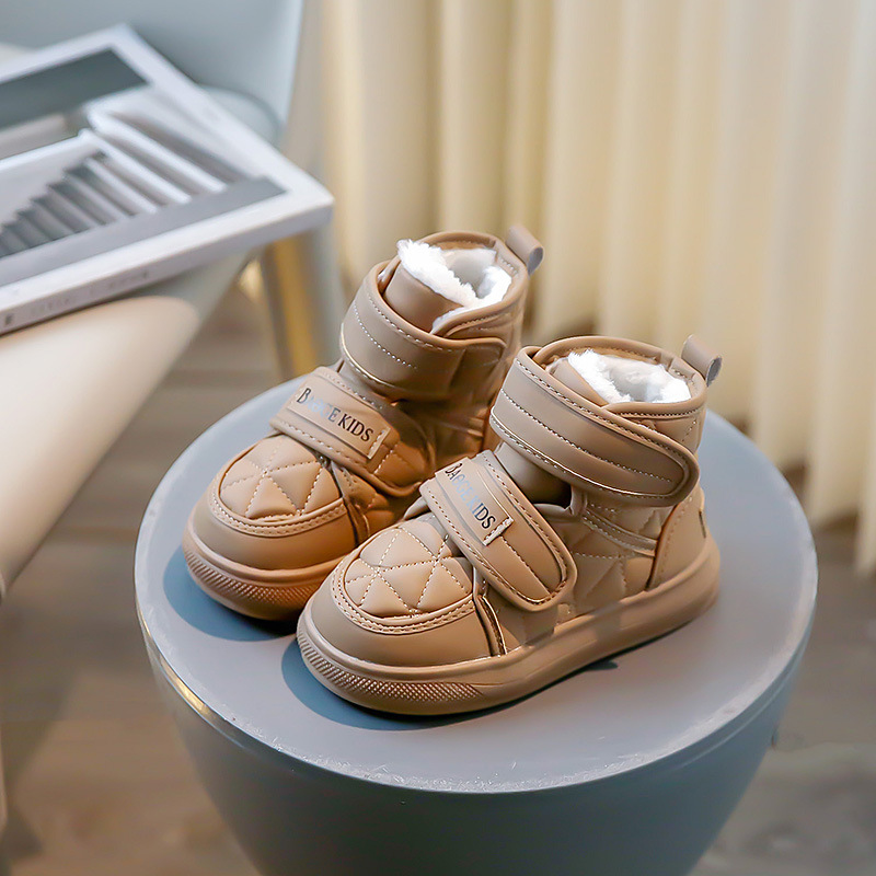 Scarponi da neve per bambini, scarpe in morbido cotone isolante, scarponi invernali medi e grandi per bambini, pane in velcro_voghion.com