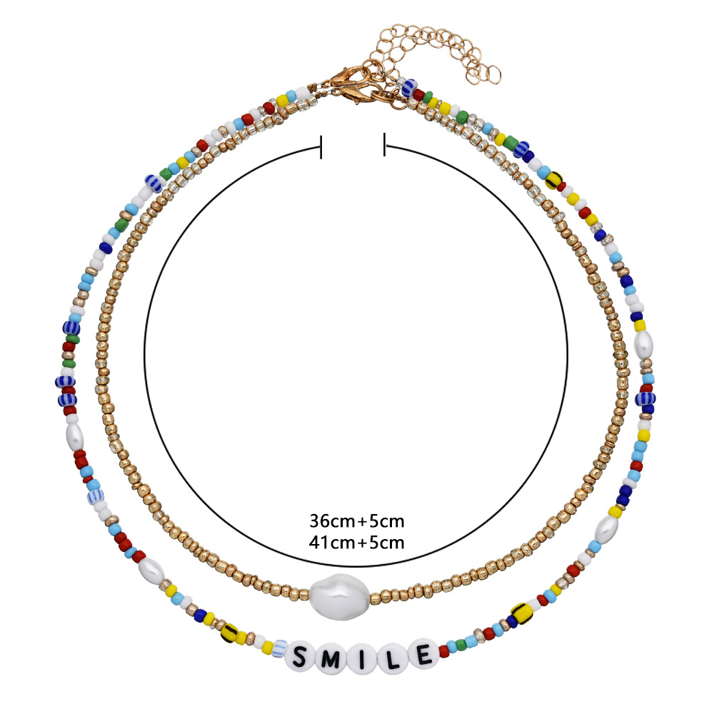 Fashion Alloy Color Bead Necklace Women's Double Layered display picture 2