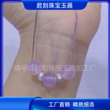 创意简约款粉紫玉髓锁骨链绿玛瑙时尚圆柱一体项链吊坠可调促销款