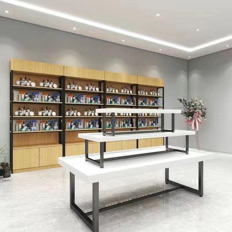 展示台化妆品堆头中岛展示柜饰品展示柜三层超市货架促销展示架|undefined