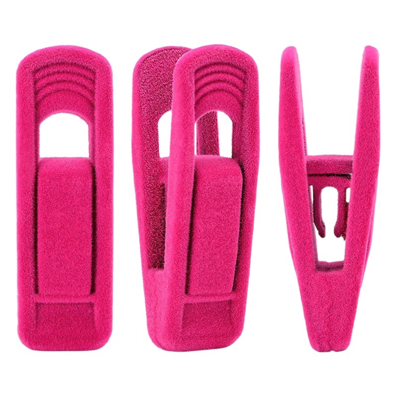 Venta al por mayor flocado clip terciopelo antideslizante ropa de plástico secado pantalones especiales clip accesorios de acabado clip largo fabricante