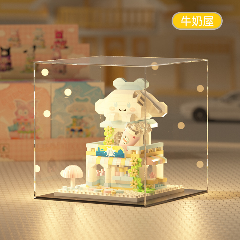 Compatible Le Strawberry Bear High Cartoon Doll Building Street View Blocks Jugues de puzzle para niños Decoraciones Regalos para chicas