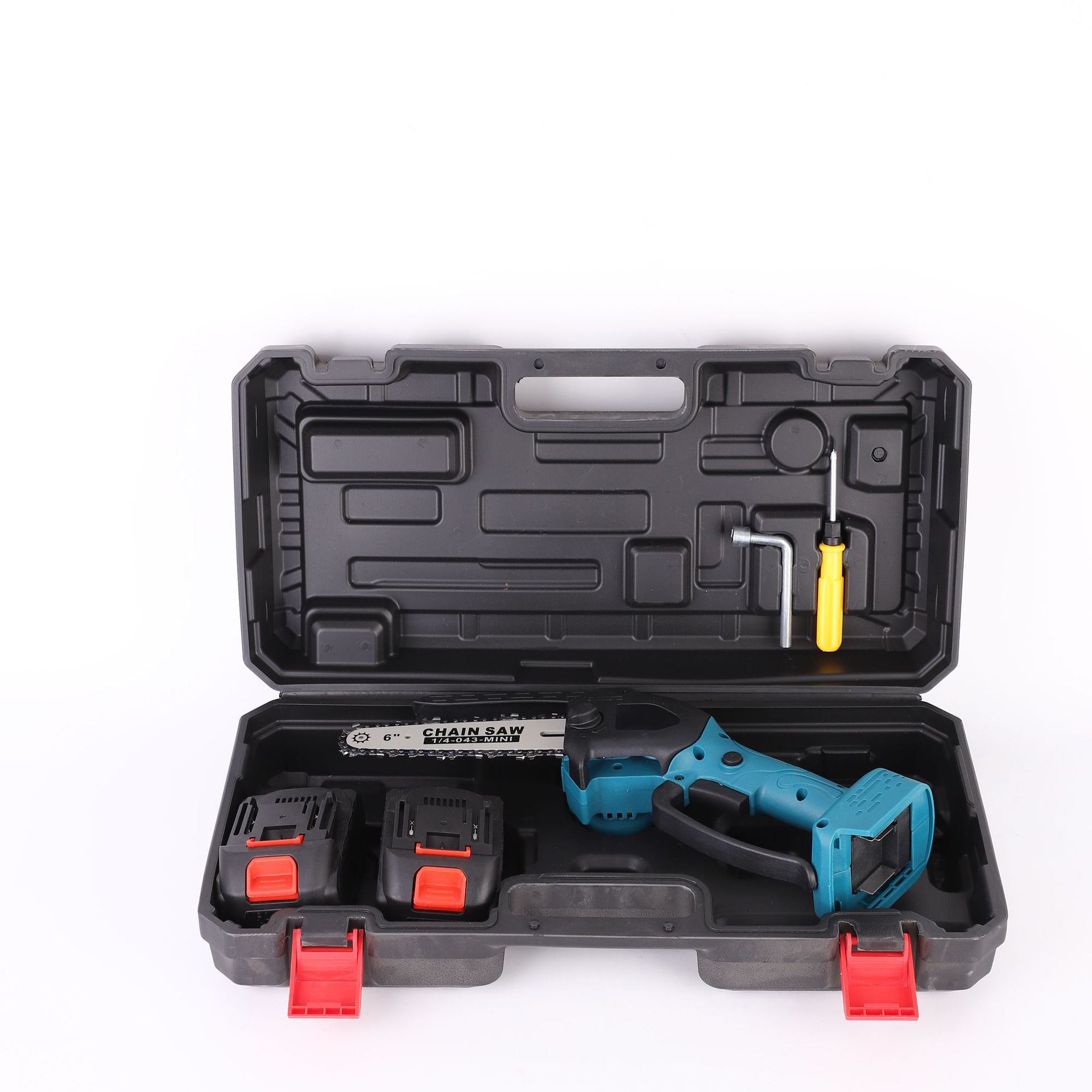 6寸电链锯电锯充电锂电锯手提式电链锯带油壶双链条无线伐木锯树