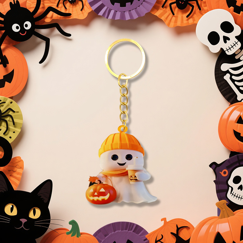 クロスボーダー新テンムハロウィンアクリル 2D フラットかわいいカボチャゴーストキーホルダー車の装飾ペンダント|undefined