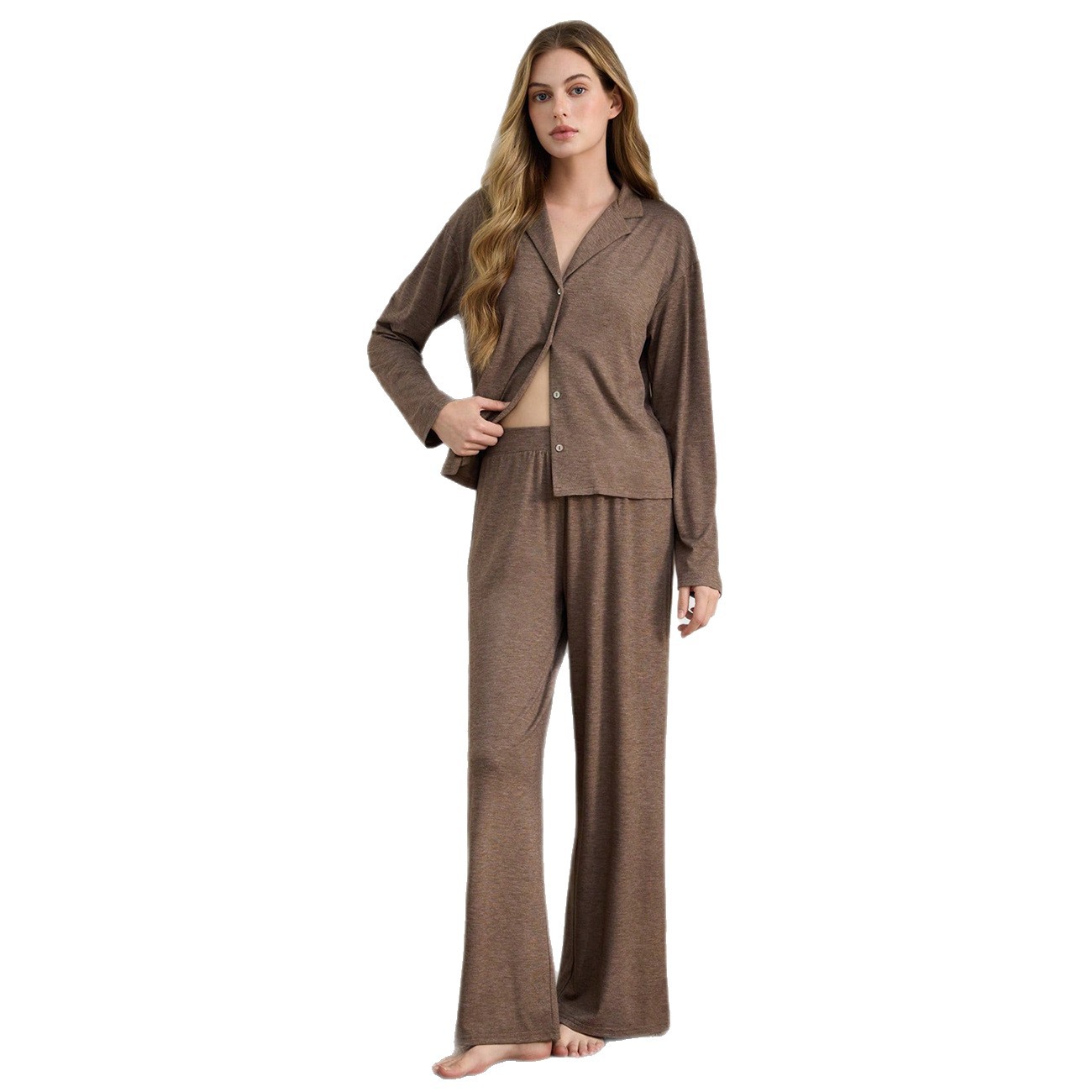 Pijamas de otoño y invierno transfronterizos europeos y estadounidenses, camisetas casuales de moda, pantalones largos de mangas largas, ropa de hogar suelta de dos piezas