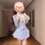 长袖撞色显瘦甜美连衣裙