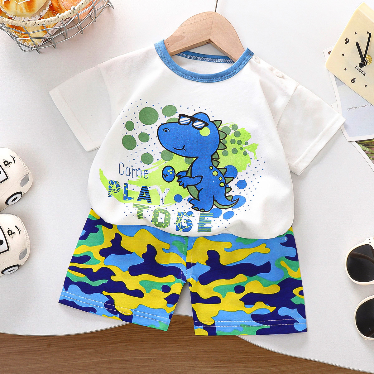 Set de mangas cortas para niños algodón verano nuevo estilo coreano pantalones cortos para niños delgados ropa de verano para niñas