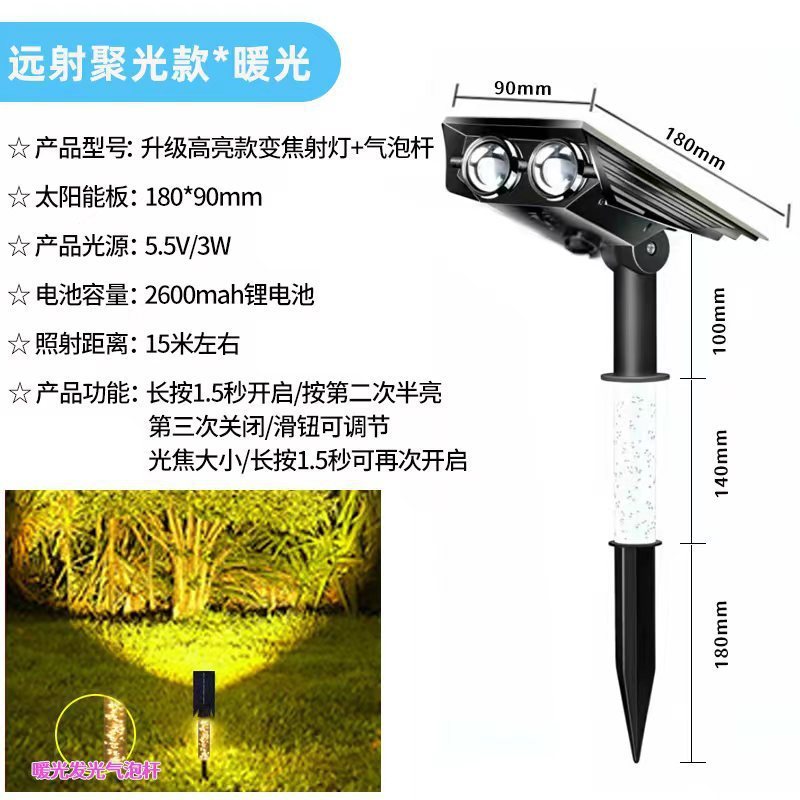 跨境太阳能射灯 户外高亮防水别墅庭院草坪照树灯LED地插草坪射灯|undefined