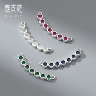 S925 Micro-Paved Colored Diamond Binaural Elbow Hand Brand Bracelet Necklace Connection Pendant DIY Jewelry Accessories Wholesale Q0133