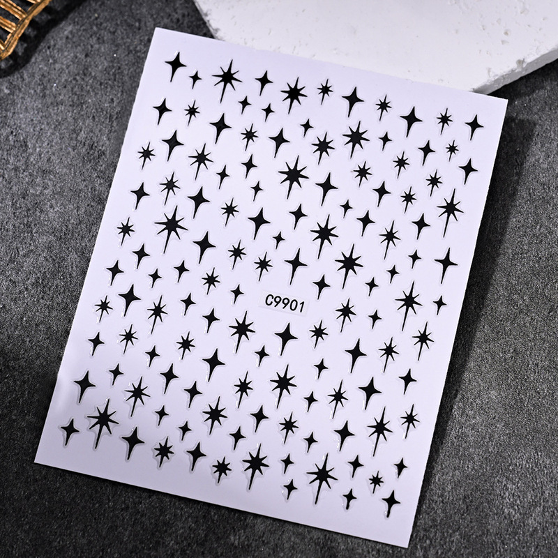 New Internet Celebrity Nail Art Stickers Baby's Breath Heart Glittering Cut Out Decals Nail Patches Nail Art Decorations