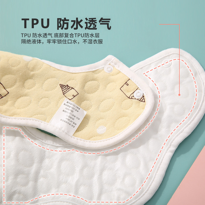 Infant Saliva Towel with 360-Degree Rotation, Anti-Spit-Up Waterproof Towel for Babies, Children's Petal-Shaped Bib, Absorbent and Cute