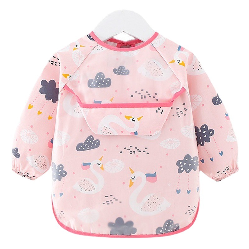 Abrigo impermeable para niños, con babero anti-sucio de algodón puro, manga larga, ideal para otoño e invierno, para bebés y niñas. image 1