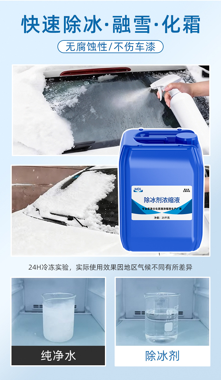 Winter Car De-Icing Agent Concentrate, Quick De-Icing and Snow Melting Compound Solution for Car Glass in Winter