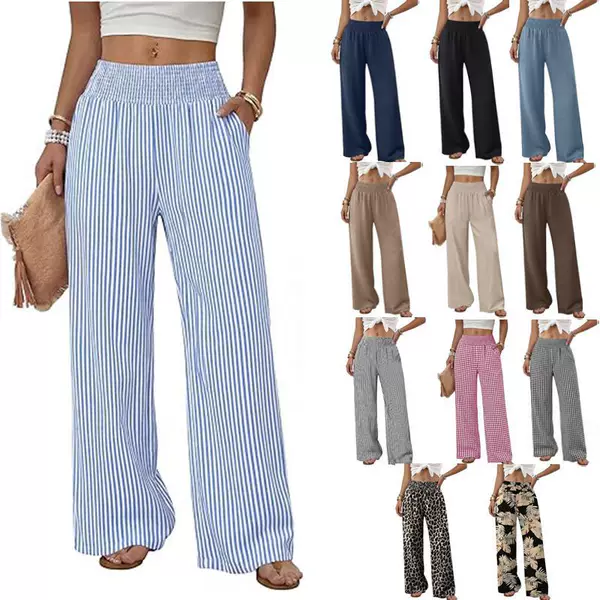 2026 European and American Foreign Trade Cross-Border Women's Clothing Amazon Hot-Selling Loose High-Waisted Women's Casual Wide-Leg Pants