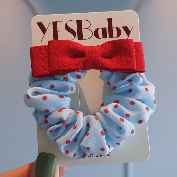 Children's cute bow small intestine hair band high elasticity hair…