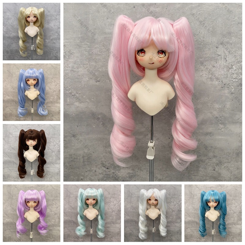 {Lucy Wig} Double horsetail wool embryo hair high temperature silk/soft silk 3/4/6 points tiger clip wig suit